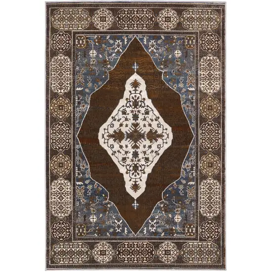 Gray And Blue Medallion Area Rug Photo 4