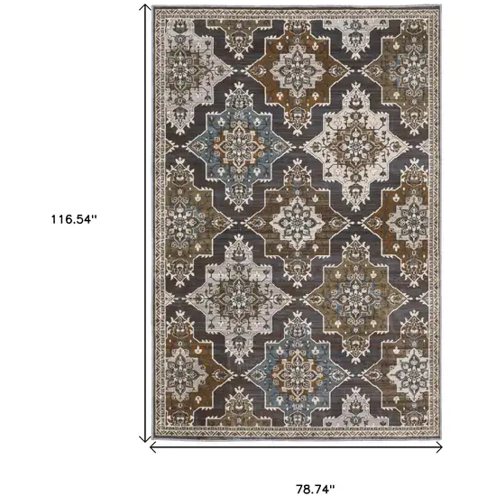 Gray And Blue Medallion Area Rug Photo 3