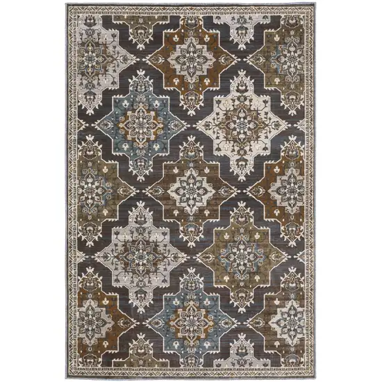 Gray And Blue Medallion Area Rug Photo 2