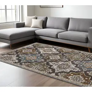 Photo of Gray And Blue Medallion Area Rug