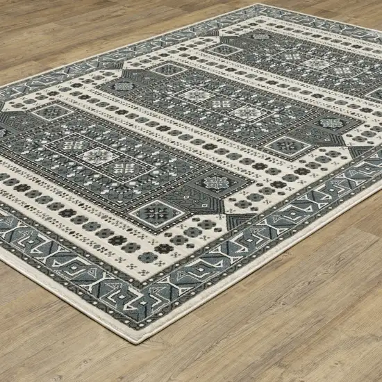 Gray And Blue Medallion Area Rug Photo 9