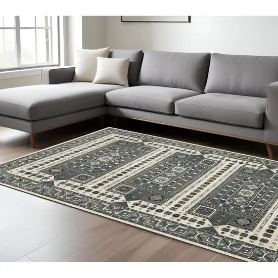 Gray And Blue Medallion Area Rug Photo 1