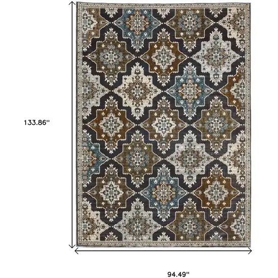 Gray And Blue Medallion Area Rug Photo 3