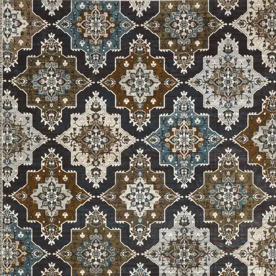 Gray And Blue Medallion Area Rug Photo 8