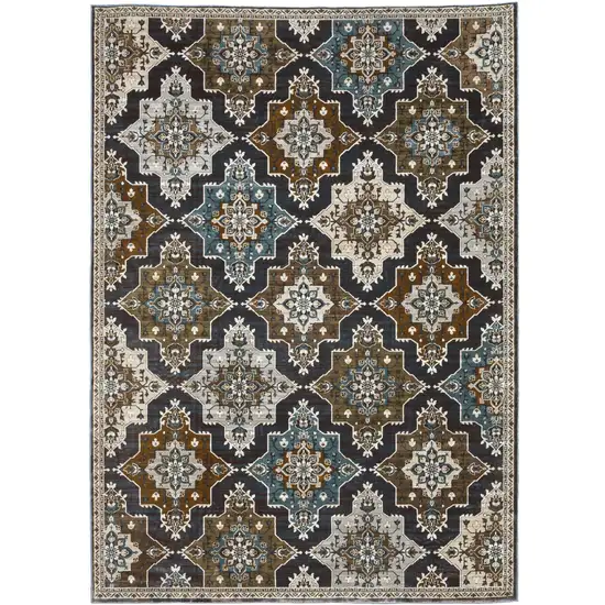 Gray And Blue Medallion Area Rug Photo 4