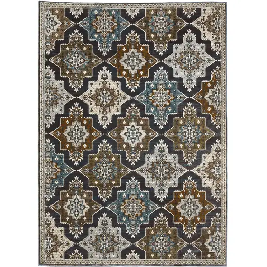 Gray And Blue Medallion Area Rug Photo 2