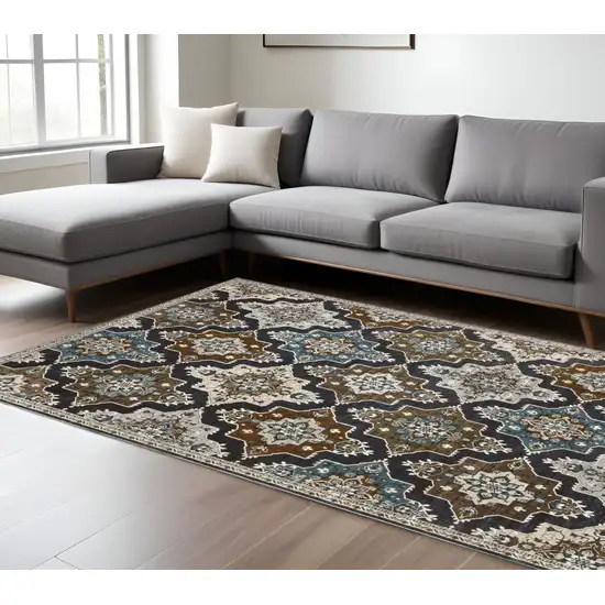 Gray And Blue Medallion Area Rug Photo 1