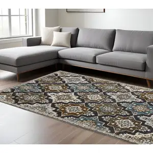 Photo of Gray And Blue Medallion Area Rug