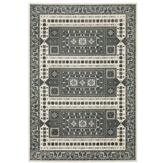 Gray And Blue Medallion Area Rug Photo 4