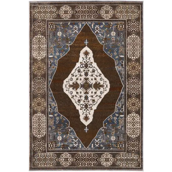 Gray And Blue Medallion Area Rug Photo 2