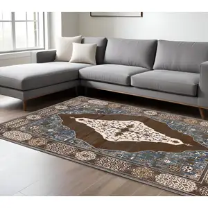 Photo of Gray And Blue Medallion Area Rug