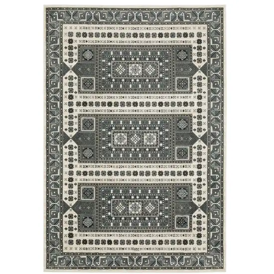 Gray And Blue Medallion Area Rug Photo 2