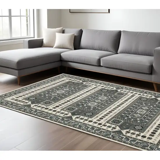 Gray And Blue Medallion Area Rug Photo 1