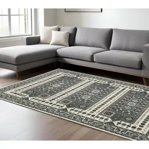 Photo of Gray And Blue Medallion Area Rug