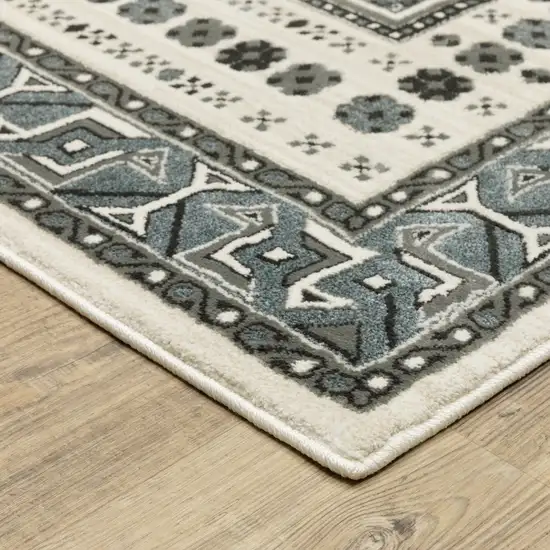 Gray And Blue Medallion Area Rug Photo 9