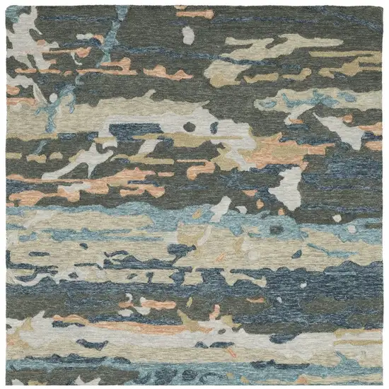 Gray And Blue Wool Abstract Hand Tufted Area Rug Photo 4