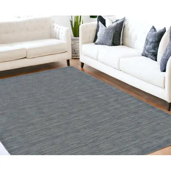 Blue and Gray Wool Hand Woven Area Rug Photo 1