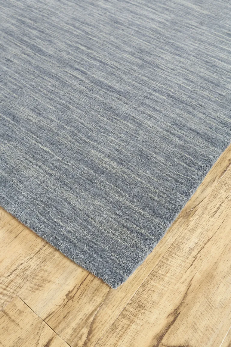 Gray And Blue Wool Hand Woven Stain Resistant Area Rug Photo 4