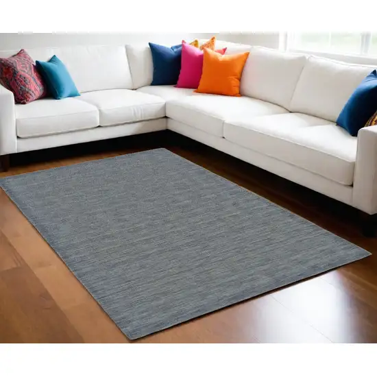 Blue and Gray Wool Hand Woven Area Rug Photo 1