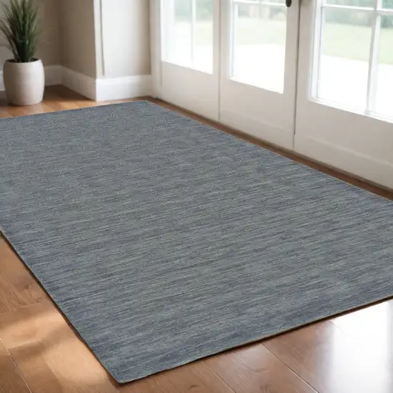 Blue and Gray Wool Hand Woven Area Rug Photo 1