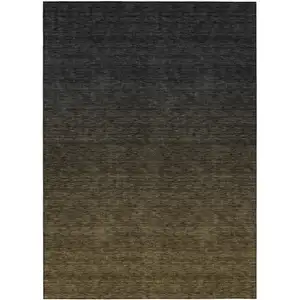 Photo of Gray And Brown Abstract Washable Indoor Outdoor Area Rug