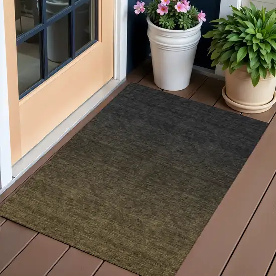 Gray And Brown Abstract Washable Indoor Outdoor Area Rug Photo 1