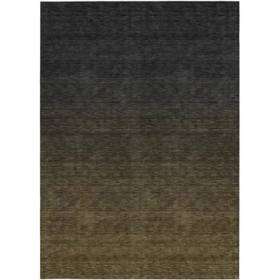 Gray And Brown Abstract Washable Indoor Outdoor Area Rug Photo 6