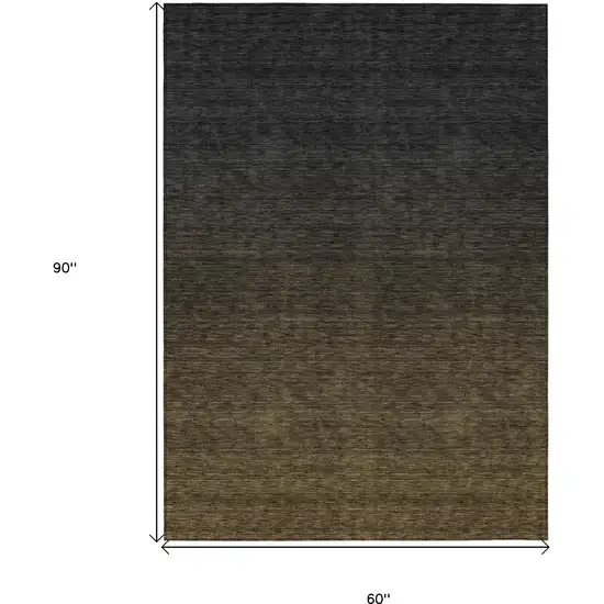 Gray And Brown Abstract Washable Indoor Outdoor Area Rug Photo 3