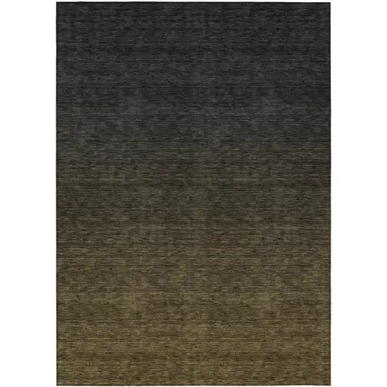 Gray And Brown Abstract Washable Indoor Outdoor Area Rug Photo 2