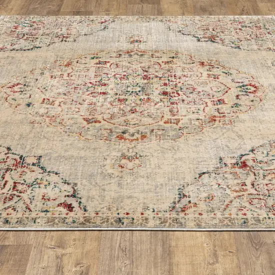 Gray And Brown Oriental Power Loom Area Rug Photo 4