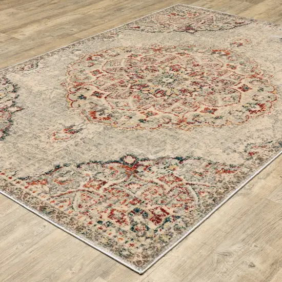 Gray And Brown Oriental Power Loom Area Rug Photo 6