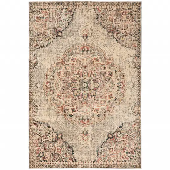 Gray And Brown Oriental Power Loom Area Rug Photo 1