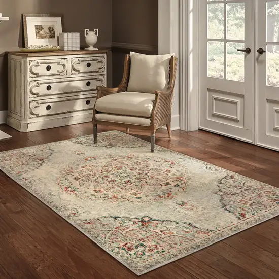 Gray And Brown Oriental Power Loom Area Rug Photo 9