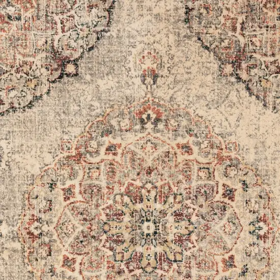 Gray And Brown Oriental Power Loom Area Rug Photo 5