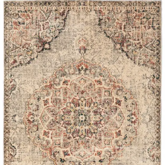 Gray And Brown Oriental Power Loom Area Rug Photo 6