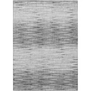 Photo of Gray And Charcoal Abstract Washable Indoor Outdoor Area Rug