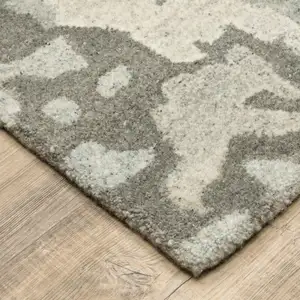 Photo of Gray And Charcoal Wool Abstract Hand Tufted Area Rug