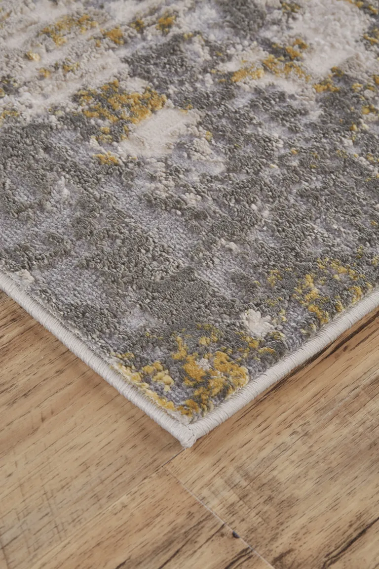 Gray And Gold Abstract Area Rug Photo 2