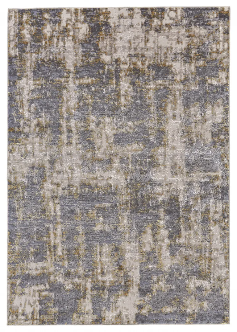 Gray And Gold Abstract Area Rug Photo 1