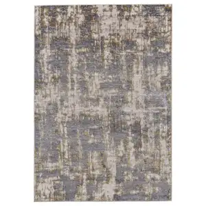 Photo of Gray And Gold Abstract Stain Resistant Area Rug