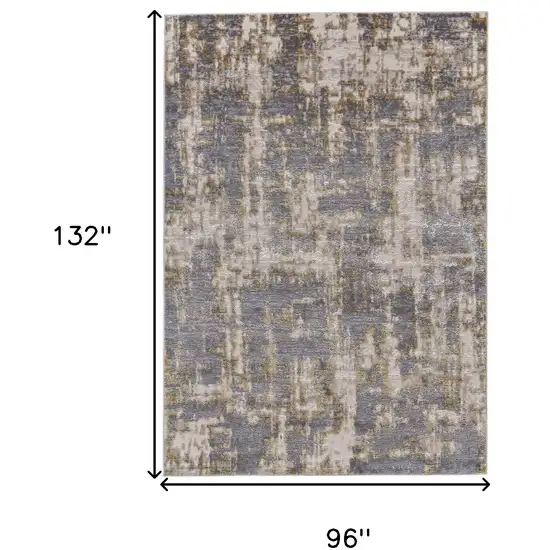 Gray And Gold Abstract Stain Resistant Area Rug Photo 5