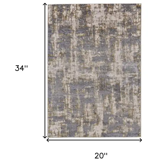 Gray And Gold Abstract Stain Resistant Area Rug Photo 5