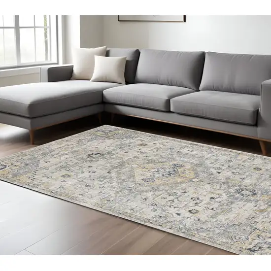 Gray And Gold Medallion Hand Tufted Area Rug Photo 1