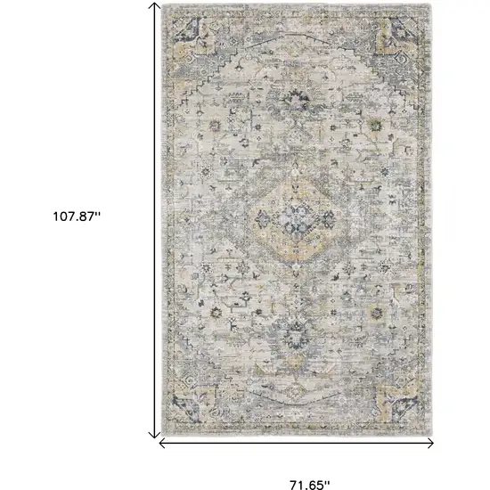 Gray And Gold Medallion Hand Tufted Area Rug Photo 3