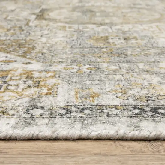 Gray And Gold Medallion Hand Tufted Area Rug Photo 6