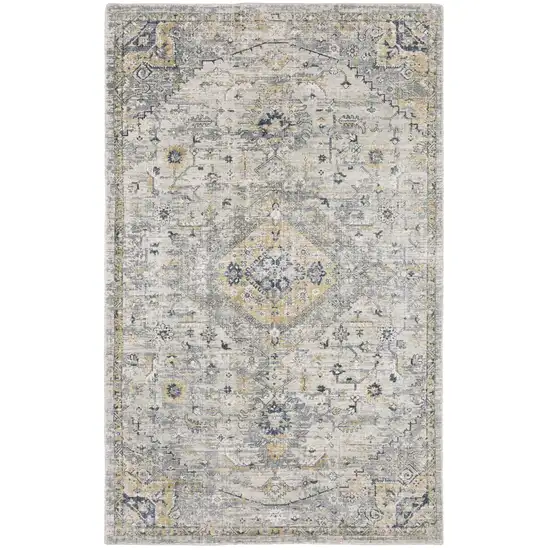 Gray And Gold Medallion Hand Tufted Area Rug Photo 5