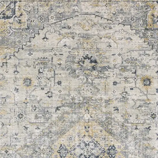 Gray And Gold Medallion Hand Tufted Area Rug Photo 9