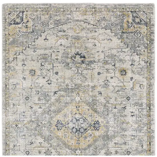 Gray And Gold Medallion Hand Tufted Area Rug Photo 5