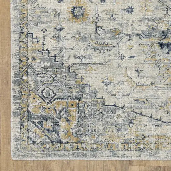 Gray And Gold Medallion Hand Tufted Area Rug Photo 4