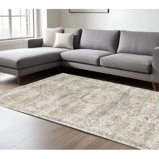 Gray And Gold Medallion Hand Tufted Area Rug Photo 1